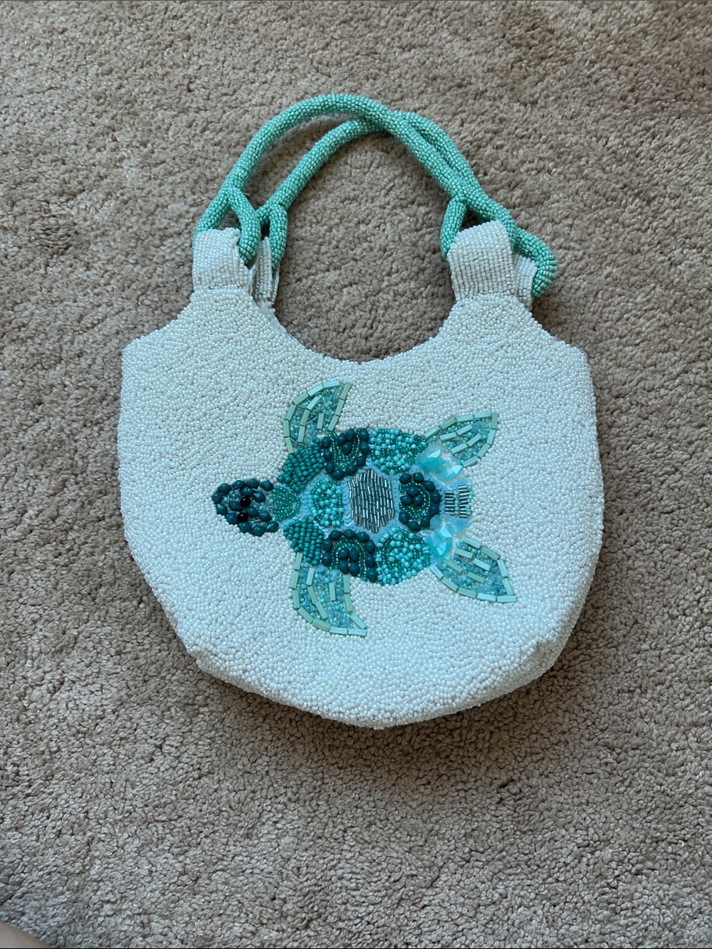 Viral Handcrafted Beaded Bag with Sea Turtle